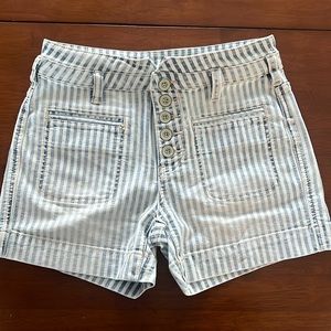Pilcro and the letterpress by Anthropologie Denim stripped shorts